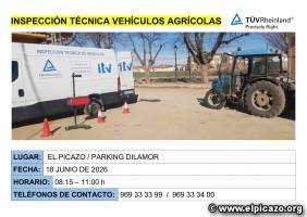 ITV MÓVIL AGRÍCOLA (JUEVES, 18 DE JUNIO, DE 08:15 H. A 11:00 H.)