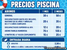 PRECIOS ENTRADAS Y ABONOS PISCINA EL PICAZO 2026